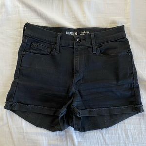 LEVI DENIZEN HIGH RISE BLACK DENIM SHORTS